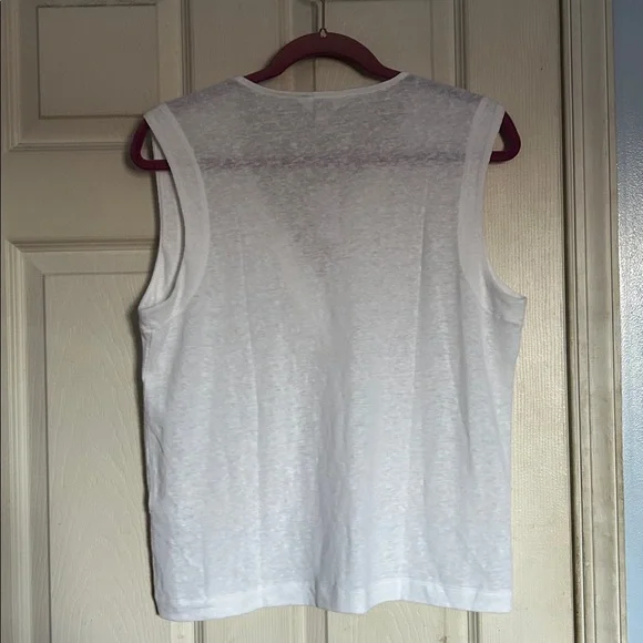 NWT Banana Republic Factory white linen blend split neck tank size medium - Picture 3 of 6